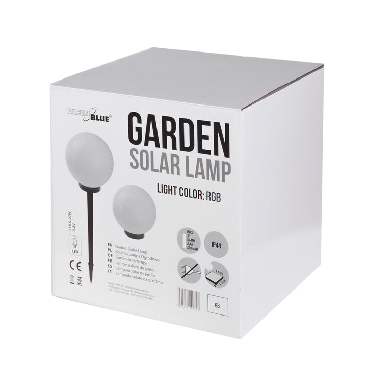 GreenBlue solcellslampa, fristående, trädgård, sfär 25x25x58cm, RGB LED, GB165