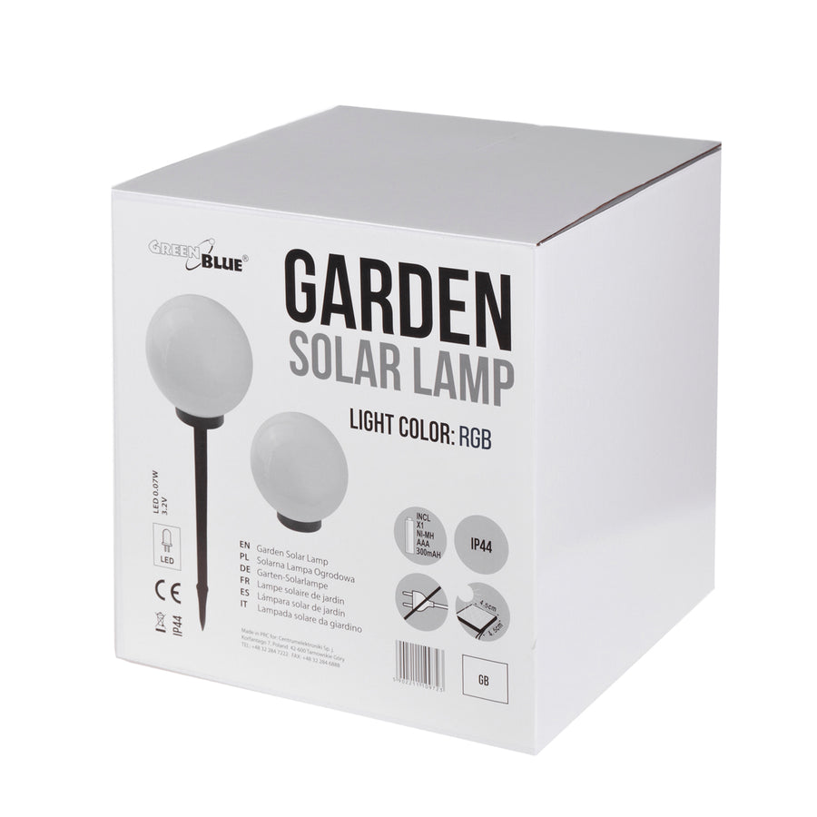 GreenBlue solcellslampa, fristående, trädgård, sfär 25x25x58cm, RGB LED, GB165