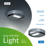 GreenBlue GB130 LED 3W cirkulär solcellslampa för vägg