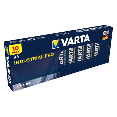 10 x KRAFTFULLA VARTA INDUSTRIAL AA alkaliska batterier 10x LR6/AA batterier Varta Industrial