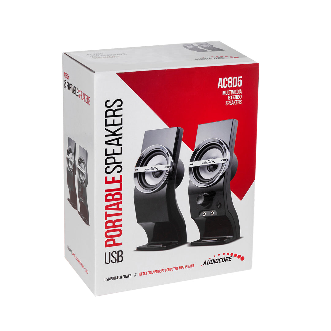 Audiocore AC805 Stereohögtalare för datorer för bärbar dator, 2.0 stereosystem, USB-drivna, 6 W RMS-effekt