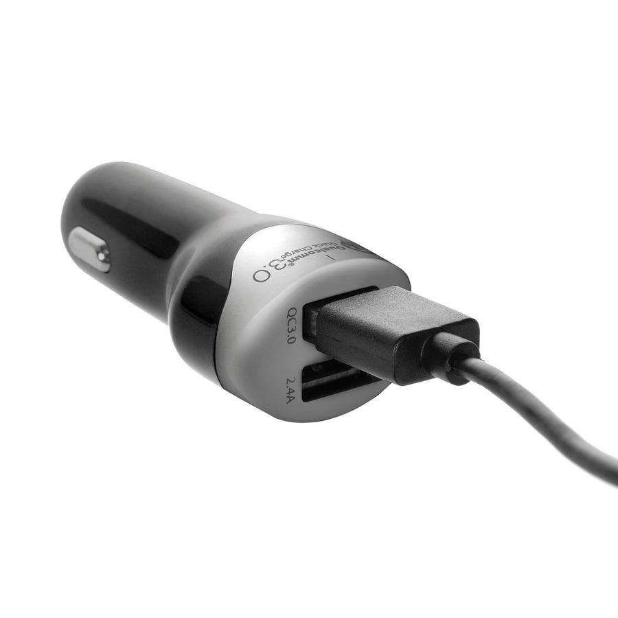 Billaddare max4.8A 2xUSB Maclean Energy MCE157 Qualcomm Quick Charge QC 3.0 plus kabel 1,5m Silver