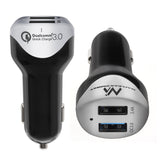 Billaddare max4.8A 2xUSB Maclean Energy MCE157 Qualcomm Quick Charge QC 3.0 plus kabel 1,5m Silver