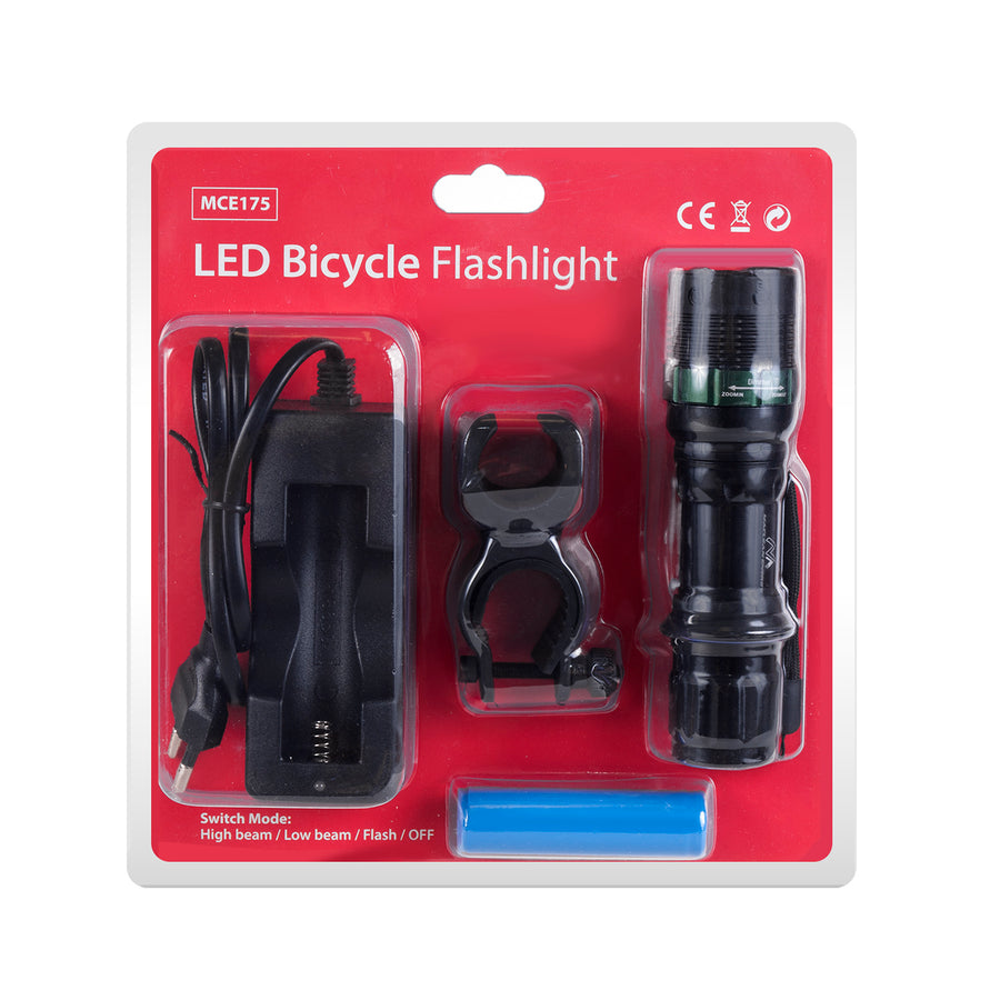 Maclean LED-ficklampa, cykel, laddningssats, Cree 200 lumen, MCE175