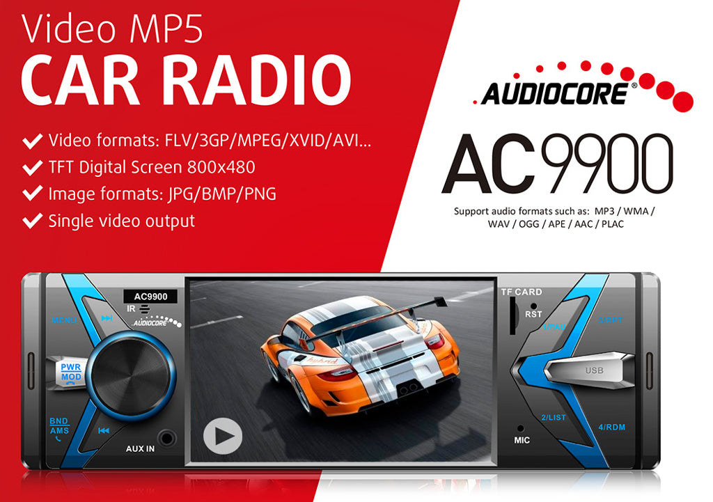 Bilstereo Audiocore AC9900 MP5 AVI DivX Bluetooth hade gratis + drivrutin