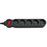 Maclean Energy power strip MCE184 Förlängningskabel med 5 uttag och strömbrytare