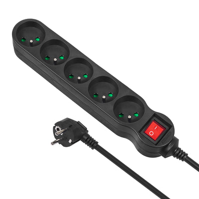 Maclean Energy power strip MCE184 Förlängningskabel med 5 uttag och strömbrytare