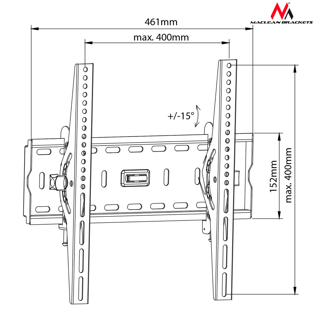 Universal TV Wall Mount Bracket for 26"-65" Screens – Supports Up to 45kg with VESA Compatibility up to 400x400mm – Sleek Black Finish