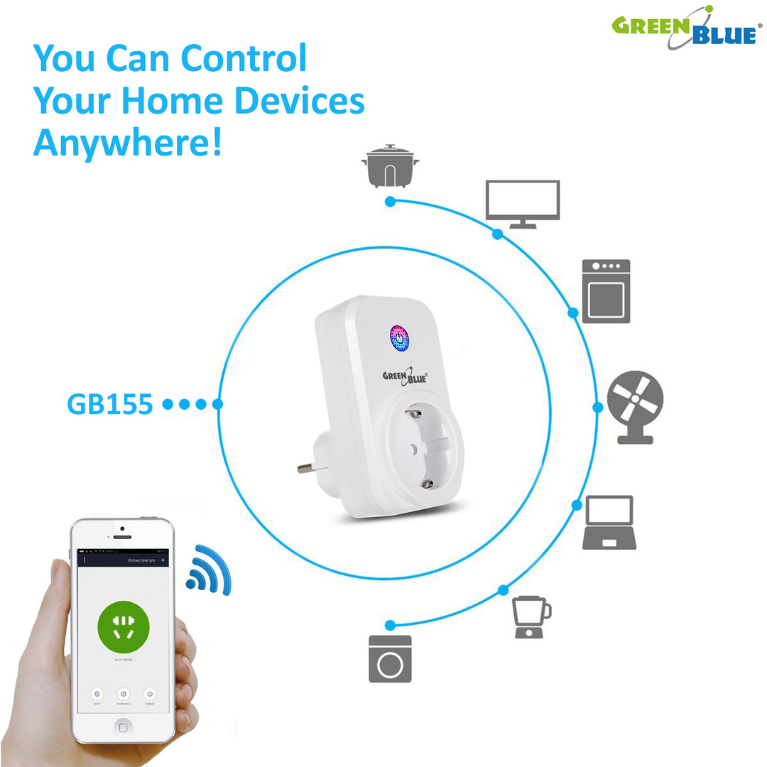 GreenBlue GB155G WiFi Smart Socket Kan Användas Via iOS- Eller Android-Appen