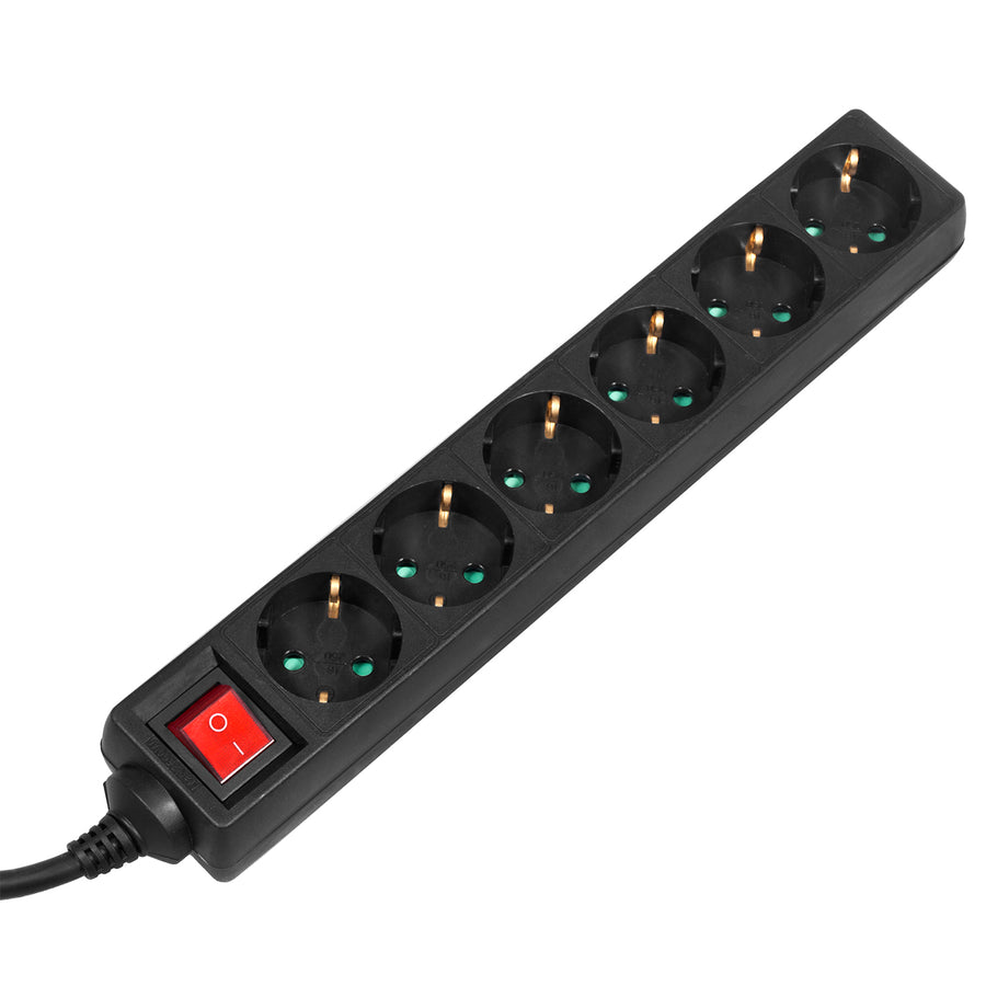 Maclean Energy MCE195G - Uttagslåda 6-vägs 5m Svart