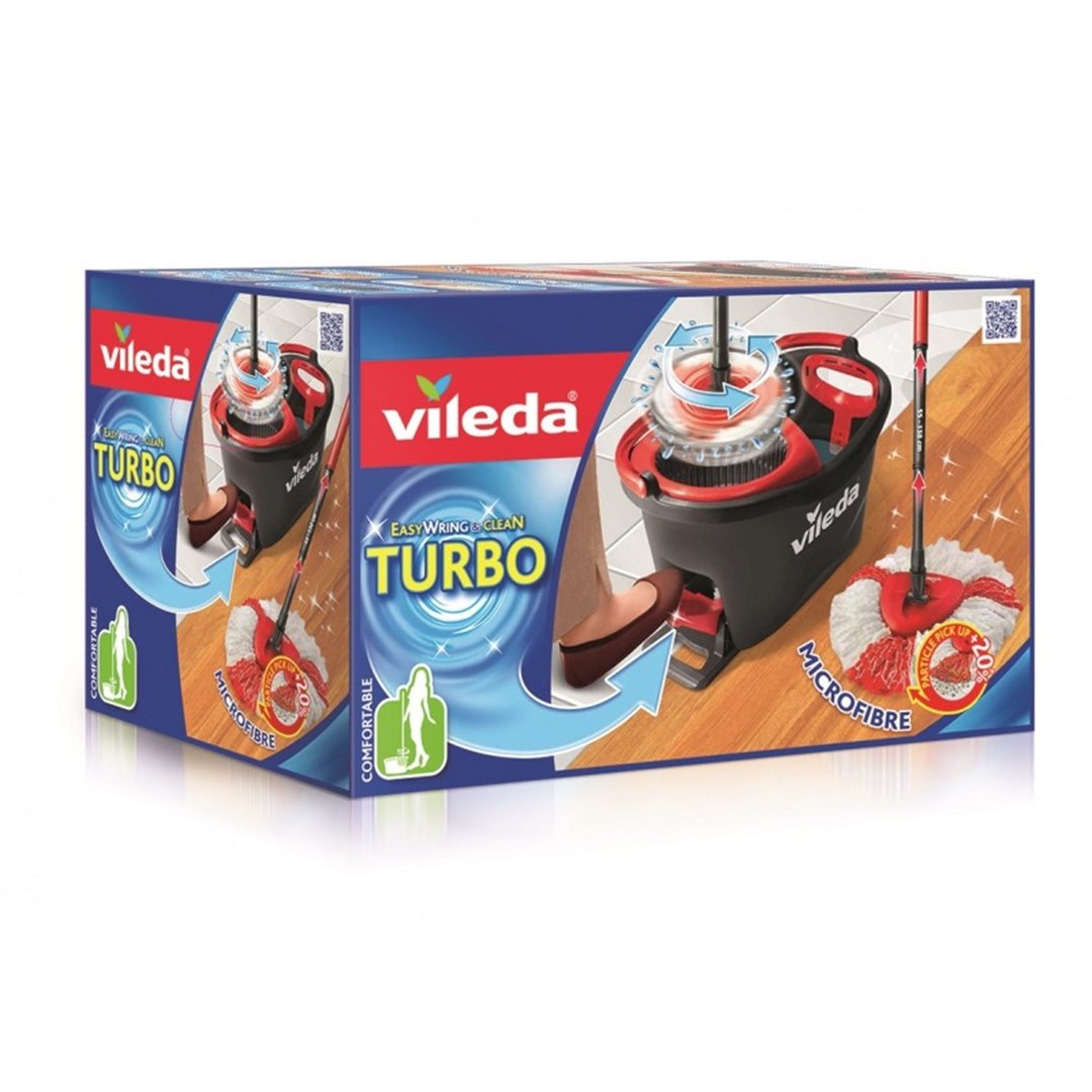 Vileda 151153 Vileda Mop Set Bucket Easy Wring & Clean Turbo Microfibre Head Handle