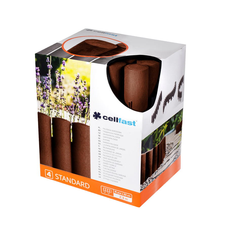 Cellfast trädgårdsstaket, träimitation, frostbeständigt, längd 2,3 m, färg brun, 34-041