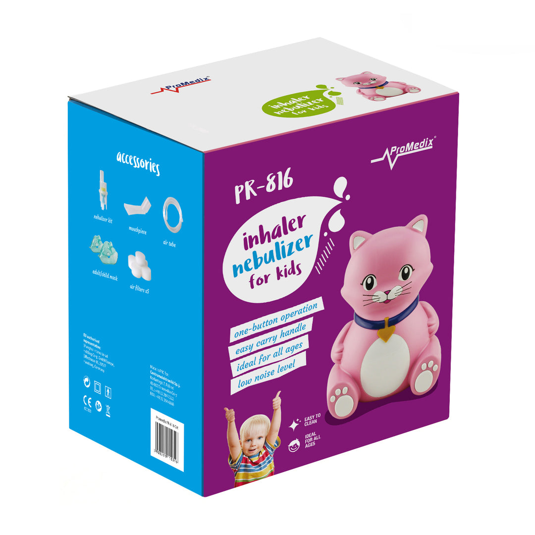 Inhalator för babykatt Promedix PR-816, set nebulisator, masker, filter