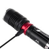 CREE LED cykellampa ficklampa, fäste + USB-kabel, batteri: 18650 litium (ingår), 3 belysningslägen, skyddsgrad: IPX5 Maclean MCE220