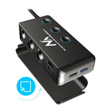 Delare för cigarettändaruttag i bilen, voltmeter, 3 cigarettändaruttag, 1xQuick Charge 3.0, 2xUSB-A, 2xUSB-C, Maclean MCE218, max 120 W