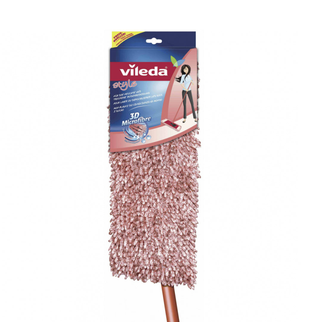 Vileda stil Chenille golvtorkarsystem: Mop med handtag 3D mikrofiber - röd