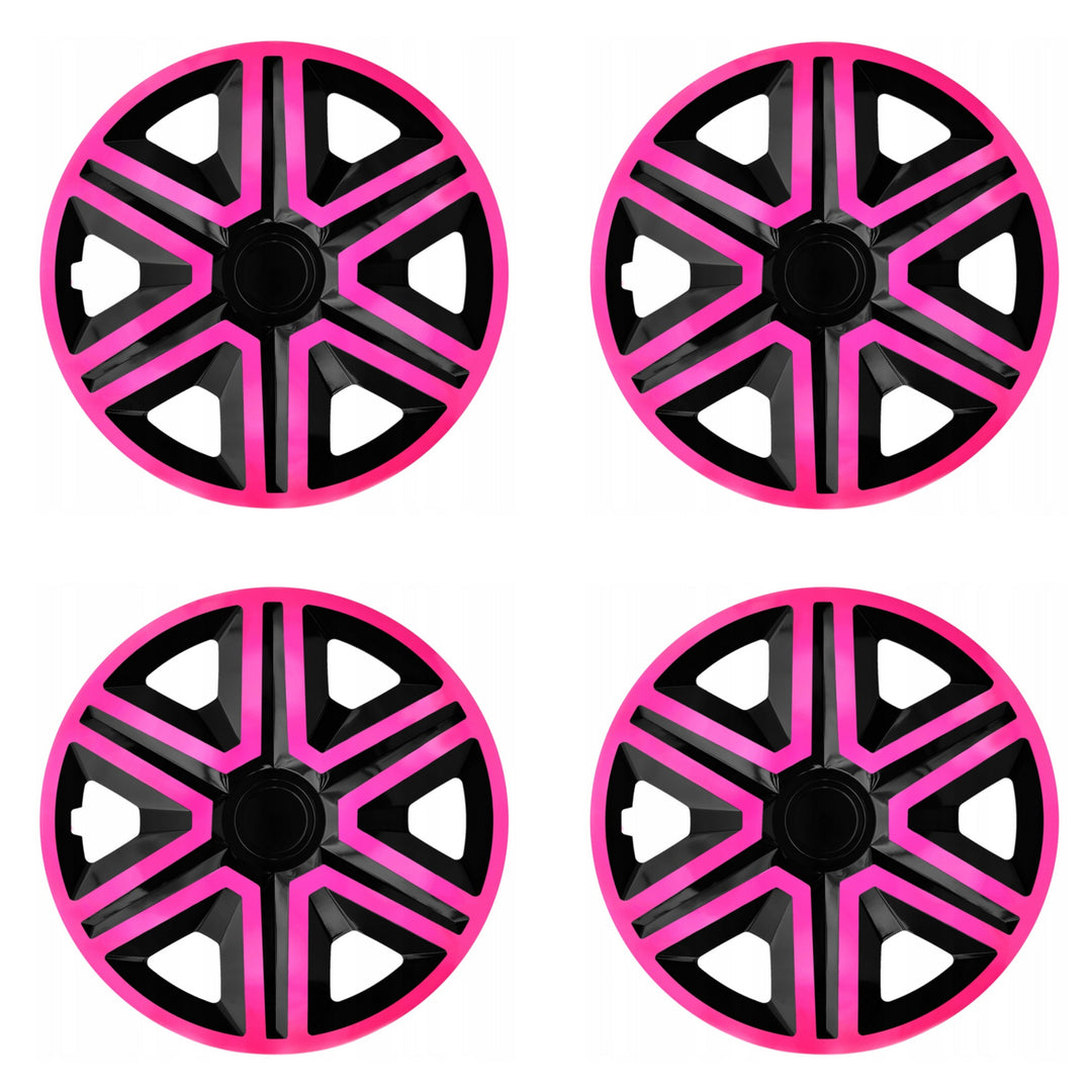 NRM 15" hjulskydd navkapslar Universal 4 PCS svart rosa väderbeständig ABS