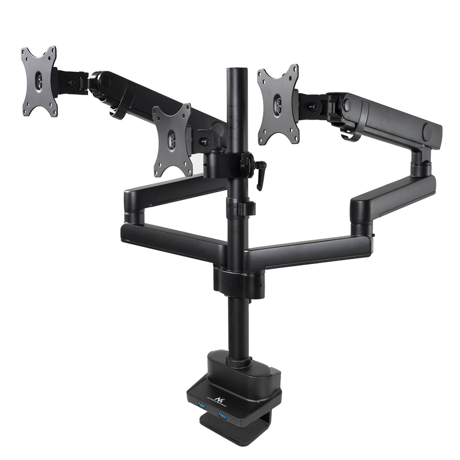 Maclean skrivbordsfäste för 3 LCD-skärmar, VESA 75x75 och 100x100, 2x USB 3.0, 17-27", 3x7kg, MC-811