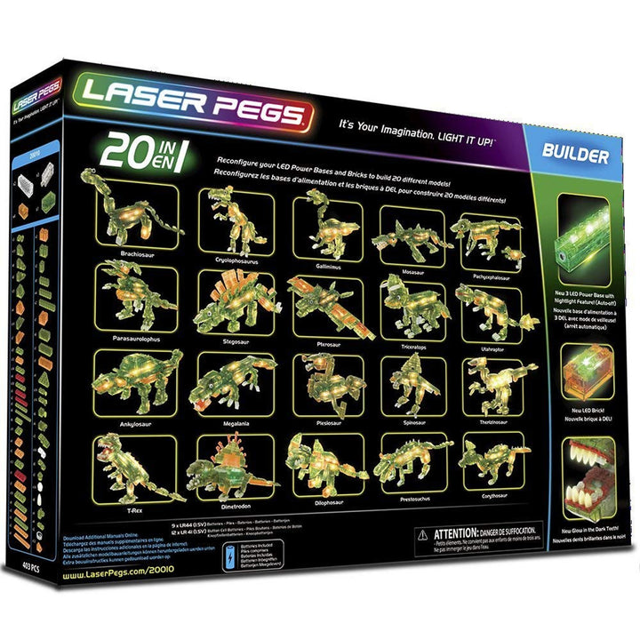 Glödande Block LED Laser Pegs T-Rex 20w1 Fasta Ljuskällor