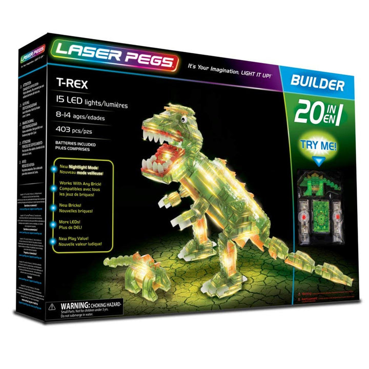 Glödande Block LED Laser Pegs T-Rex 20w1 Fasta Ljuskällor