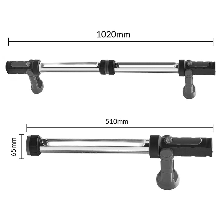 Maclean MCE230 COB LED XXL 2 x Verkstadslampa Arbetslampa Handlampa Magnetkrok Dubbla Lägen Max 1200 Lumen (2 x 600 Lumen)