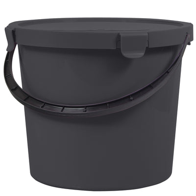 Plast Team Berry 10L hink med lock och handtag, mörkgrå