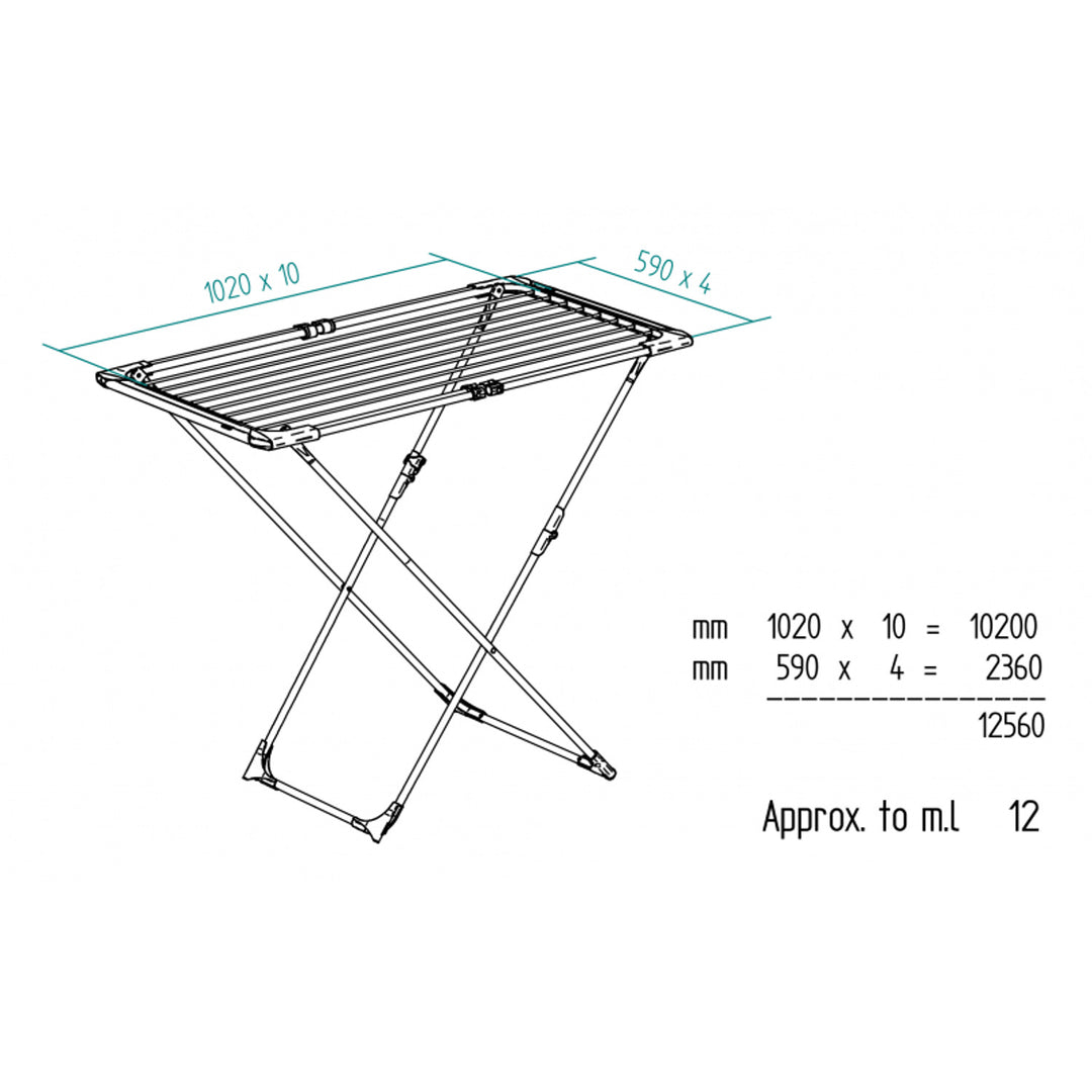 Stål och aluminium utdragbart lager, 11 till 20 m läggningsutrymme, liten artikelhållare, öppna mått, vit, 110-187 x 61 x 94 cm