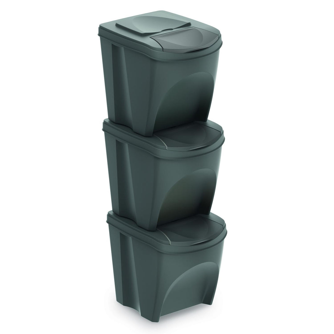 Sortibox för källsortering 3x25L grå