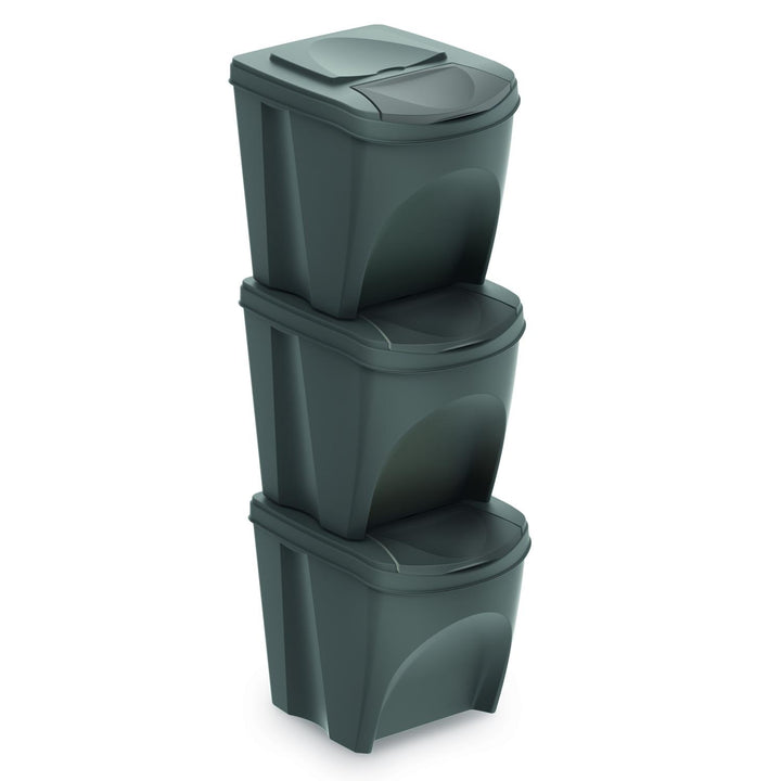 Sortibox för källsortering 3x25L grå