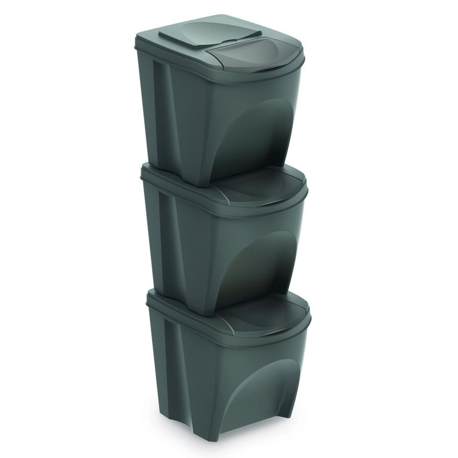 Sortibox för källsortering 3x25L grå