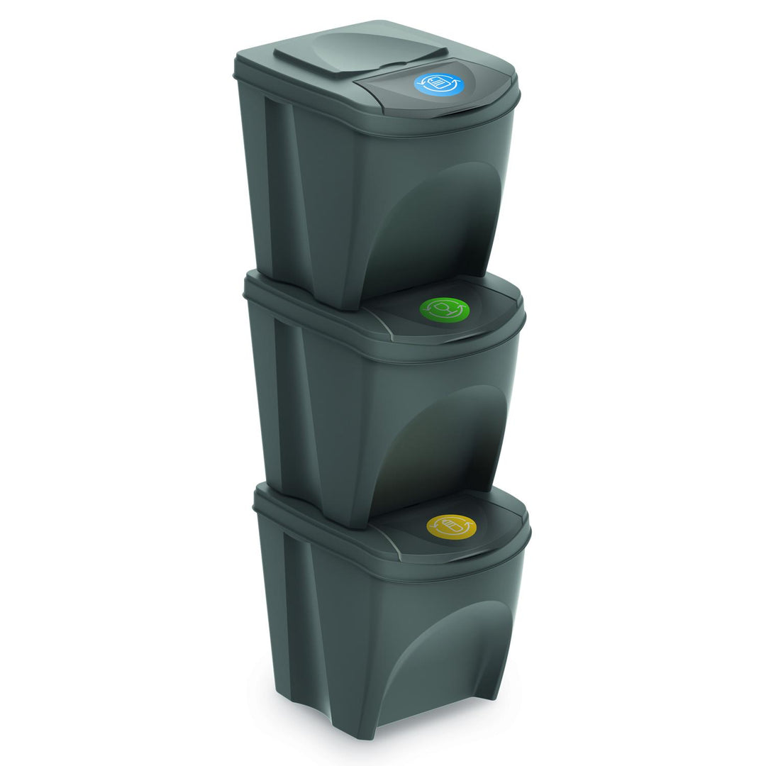 Sortibox för källsortering 3x25L grå