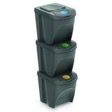 Sortibox för källsortering 3x25L grå