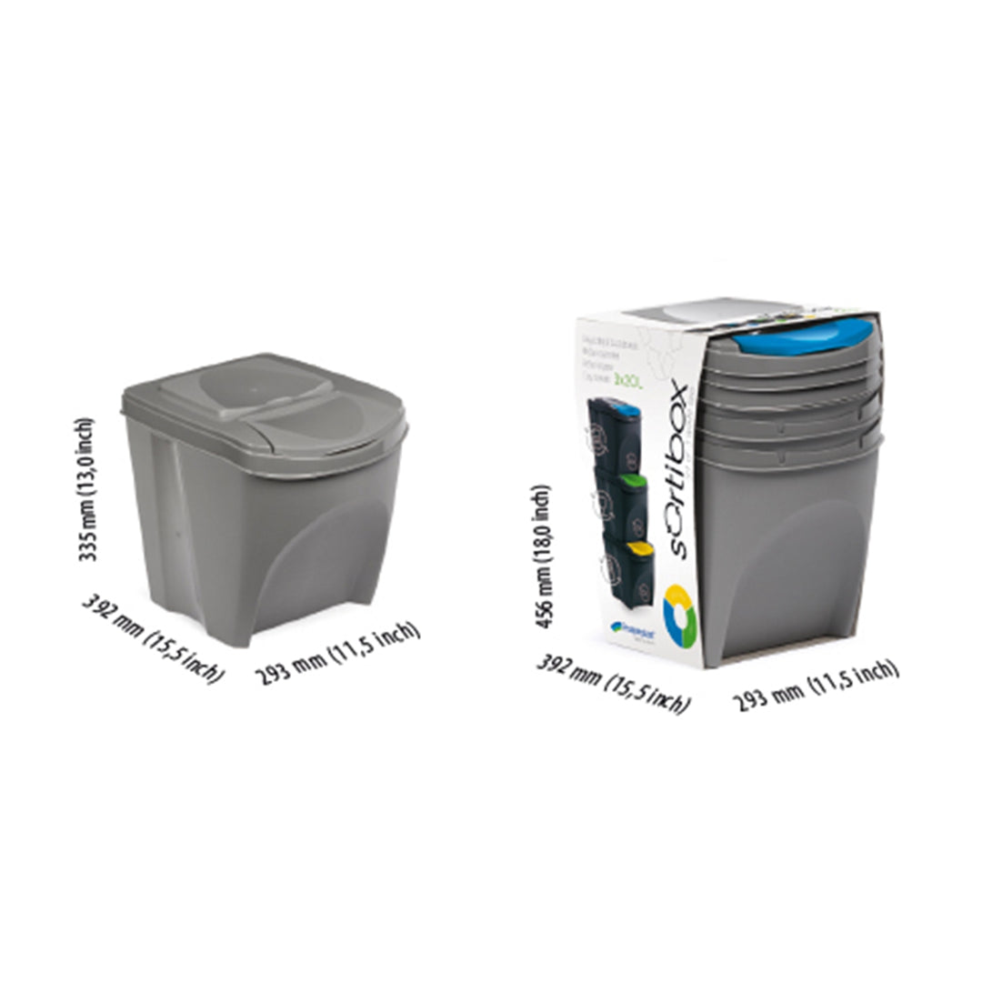 Sortibox för källsortering 3x25L grå