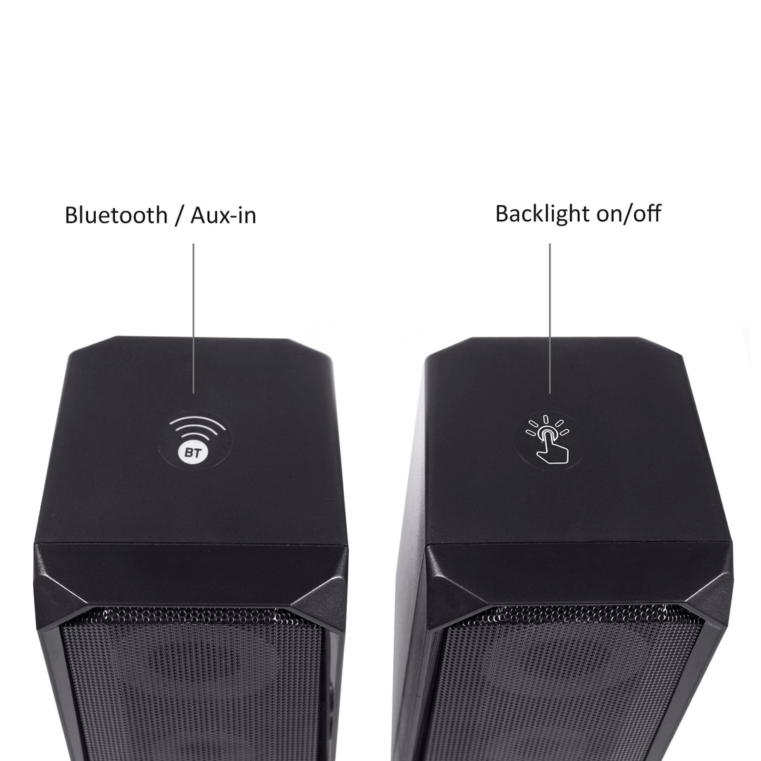 Audiocore AC845 Bluetooth 4.2 datorhögtalare, 3,5 mm minijack, USB 5v 10W - Touch Control Svart