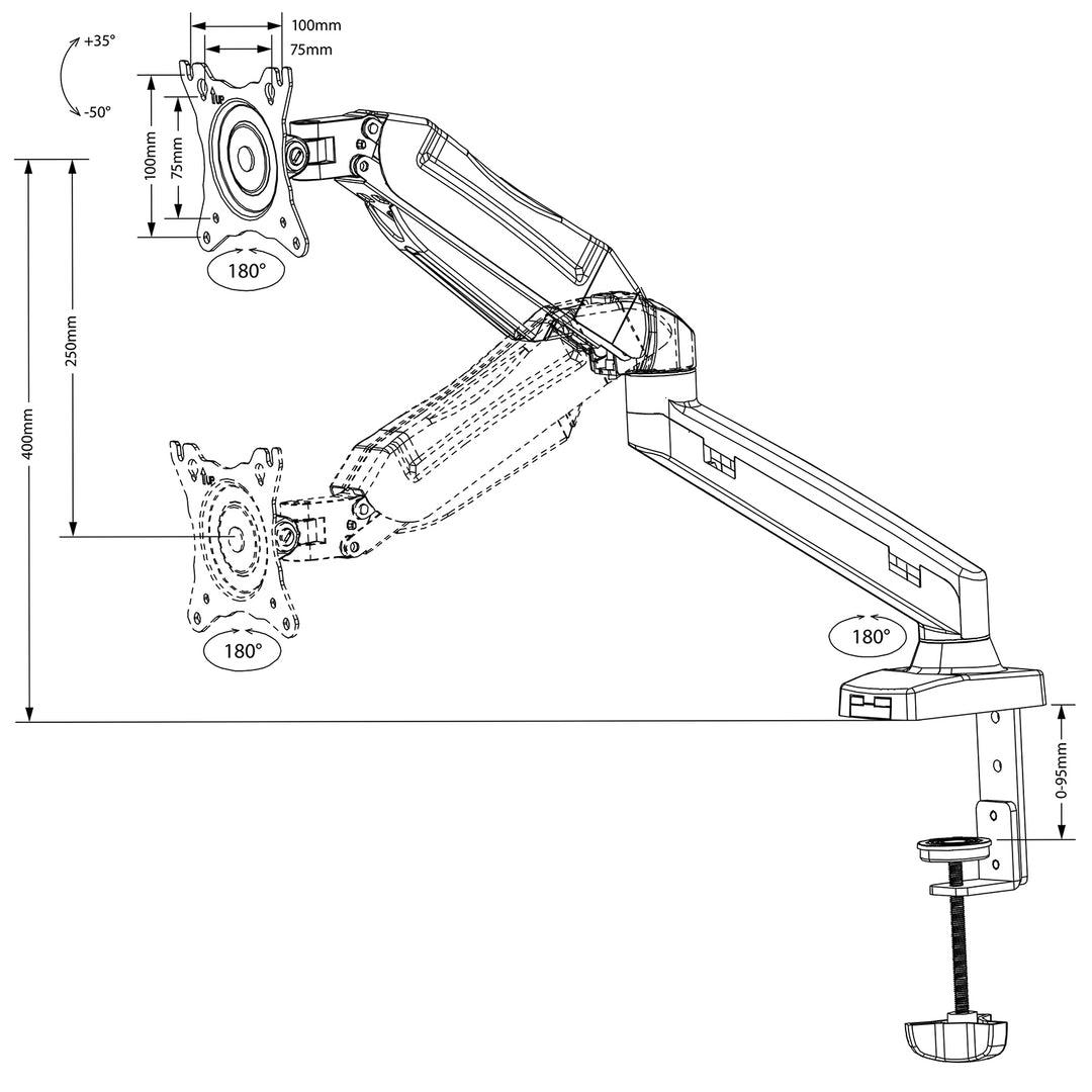 Maclean MC-860 Monitorhållare 13"-27" 8kg Svart