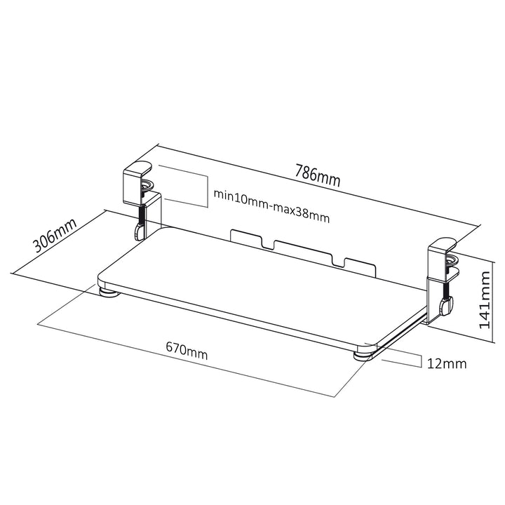 Maclean MC-839 Universal tangentbordstativ under skrivbord, justerbar