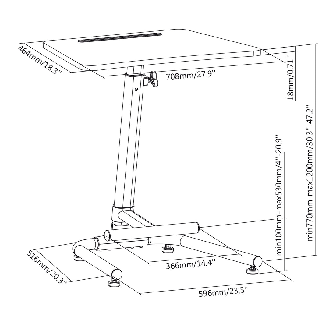 Maclean MC-849 Laptop Desk Stand Footstool Anti-Slip Footstool Justerbar Ergonomisk position Sitting Standing