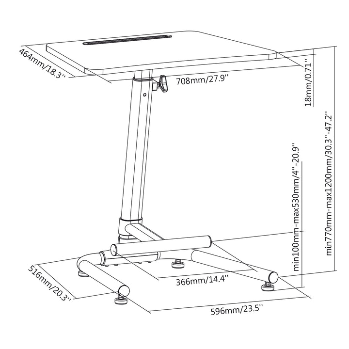 Maclean MC-849 Laptop Desk Stand Footstool Anti-Slip Footstool Justerbar Ergonomisk position Sitting Standing