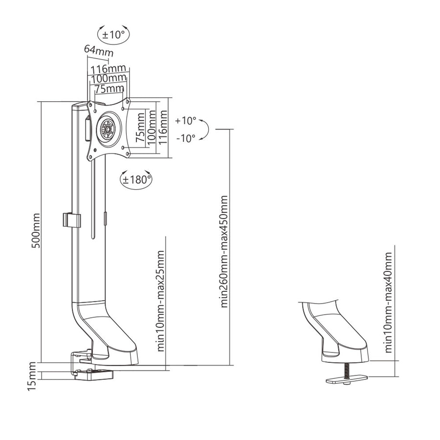 Monitorfäste 17"-32" 8kg Maclean MC-853 passar MC-848 och MC-849