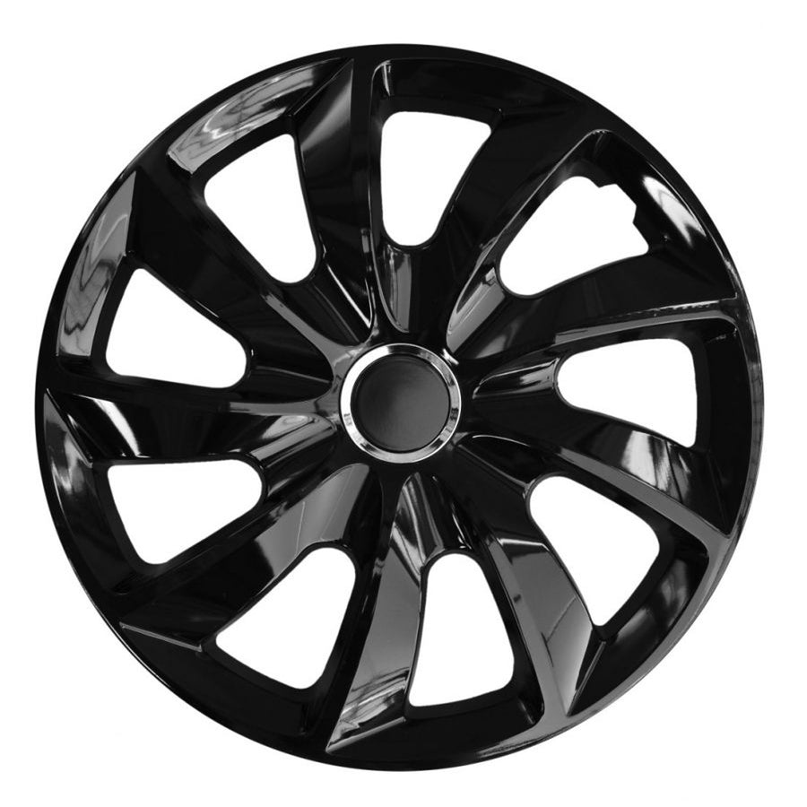 Universal navkapslar 15" NRM STIG svart lack press-on 4 st