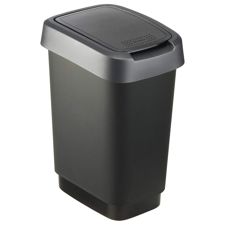 Rotho Twist 10L svart-silver papperskorgen med roterande lock