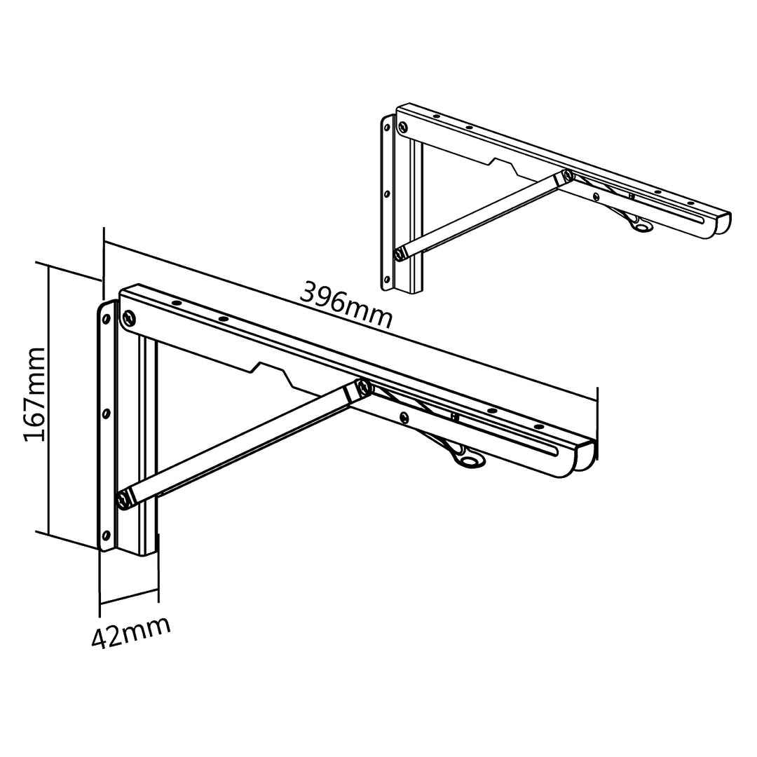 Maclean Brackets MC-876 Väggfästen Folding Shelf Mount Table 50kg Solid Set Assembly Elements