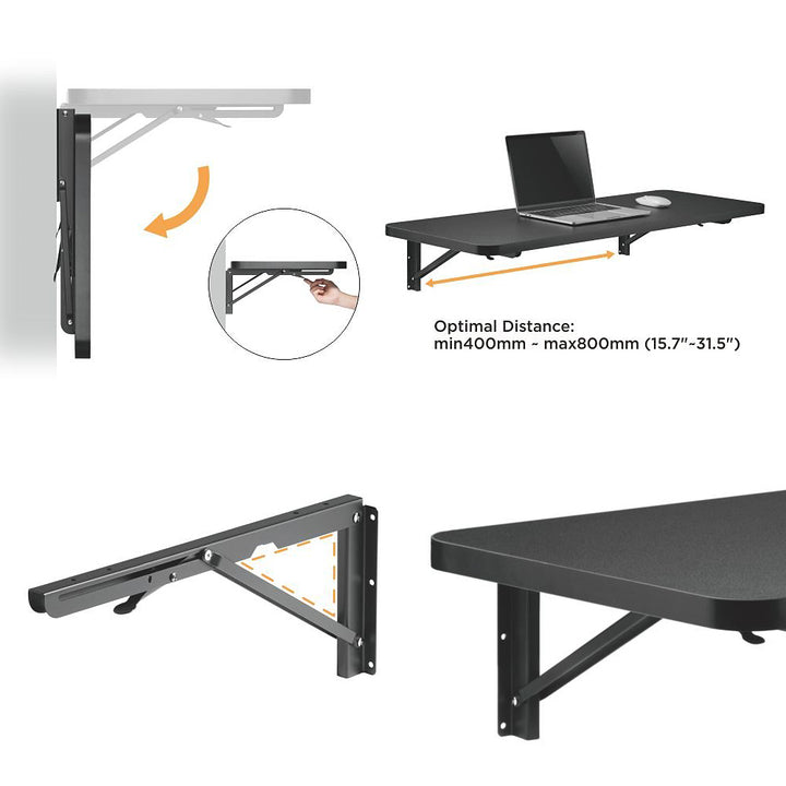 Maclean Brackets MC-876 Väggfästen Folding Shelf Mount Table 50kg Solid Set Assembly Elements