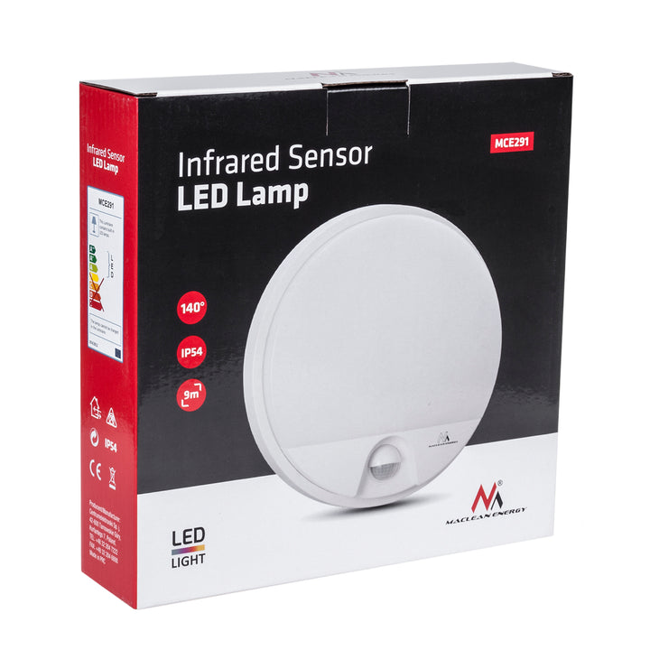 Maclean - LED -lampa med infraröd rörelsesensor MCE291 W 1100lm 15W IP54 - Vit