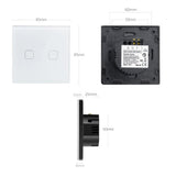 Maclean Energy MCE701W Touch-ljusbrytare, enkel, glas, vit med fyrkantig knapp, mått 86x86mm, med knappbelysning
