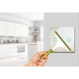 Maclean Energy MCE704W Touch-ljusbrytare, dubbel, glas, vit med rund knapp, mått 86x86mm, med knappbelysning