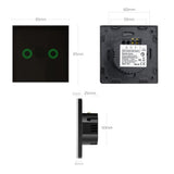 Peklampa, dubbel, glas, svart med rund knapp Maclean Energy MCE704B, mått 86x86mm, med knappbelysning