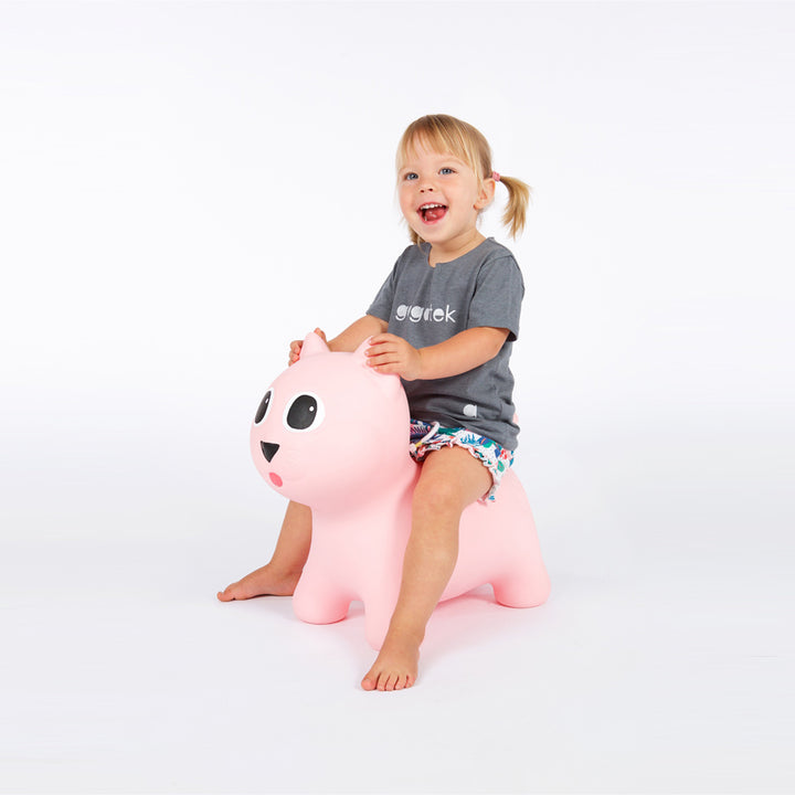 Pink Tootina kitty - uppblåsbar hoppleksak för barn