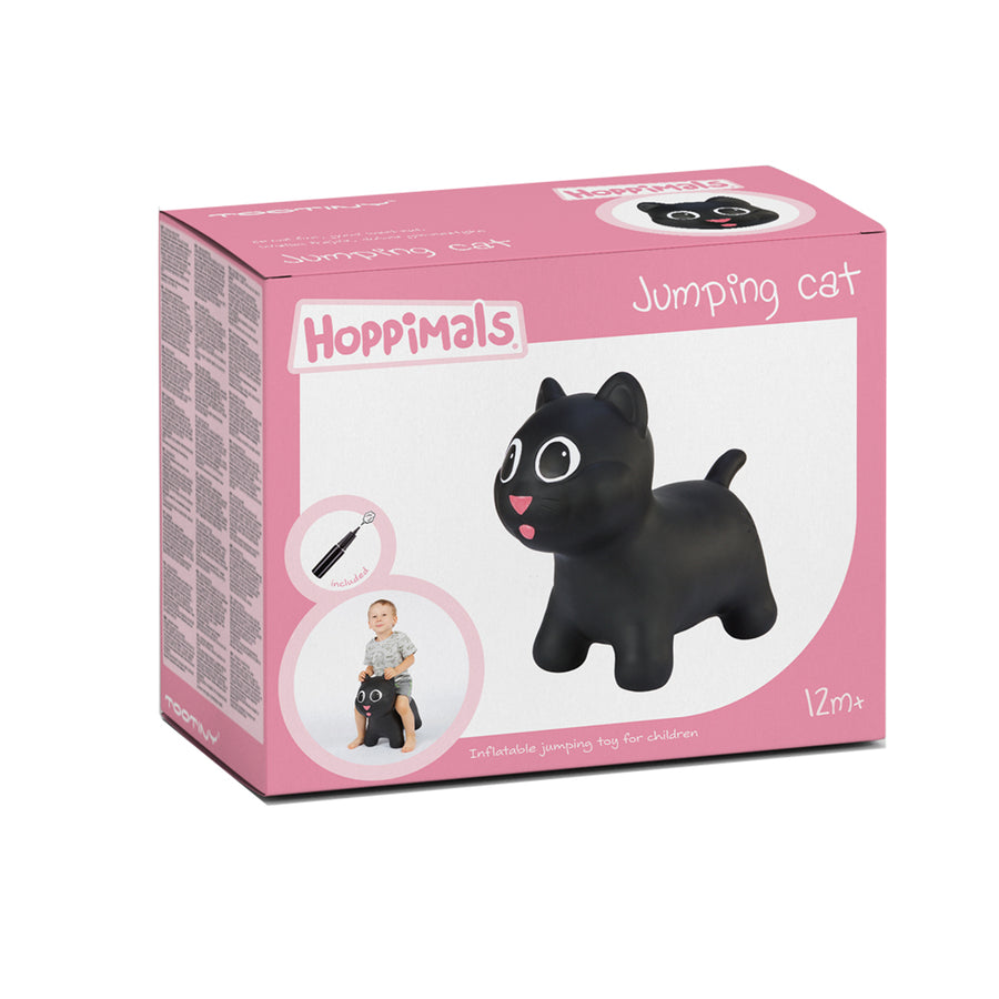 Gummitratt för barn Hoppimals med pump - svart katt