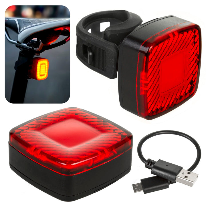 Maclean MCE355 Bike Bakljus Bakljus COB LED-ljus 125 lumen USB uppladdningsbart batteri 3 blinkande lägen IP44 Vattentät